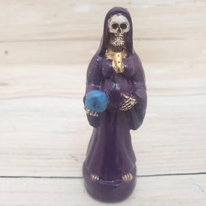 Handcrafted Santa Muerte Statue: Purple Holy Death, Fertility