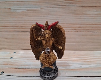 Handmade Resin Baphomet Statue: Templar Sabbatic Goat Figurine (4.5&quot; X 2.5&quot;)
