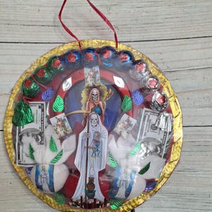 Herradura Santa Muerte de Color Blanca y Rosada Bendesida Preparada Hecha a Mano - ホースシュー フルロード フィックス - ブルー サンタ ムエルテ - ハンドメイド