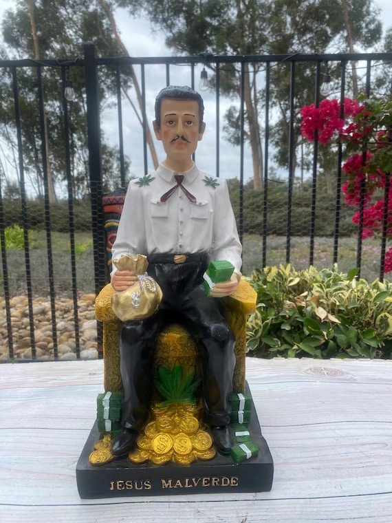 Jesus Malverde White Figurine Handmade / Estatua Figure 16