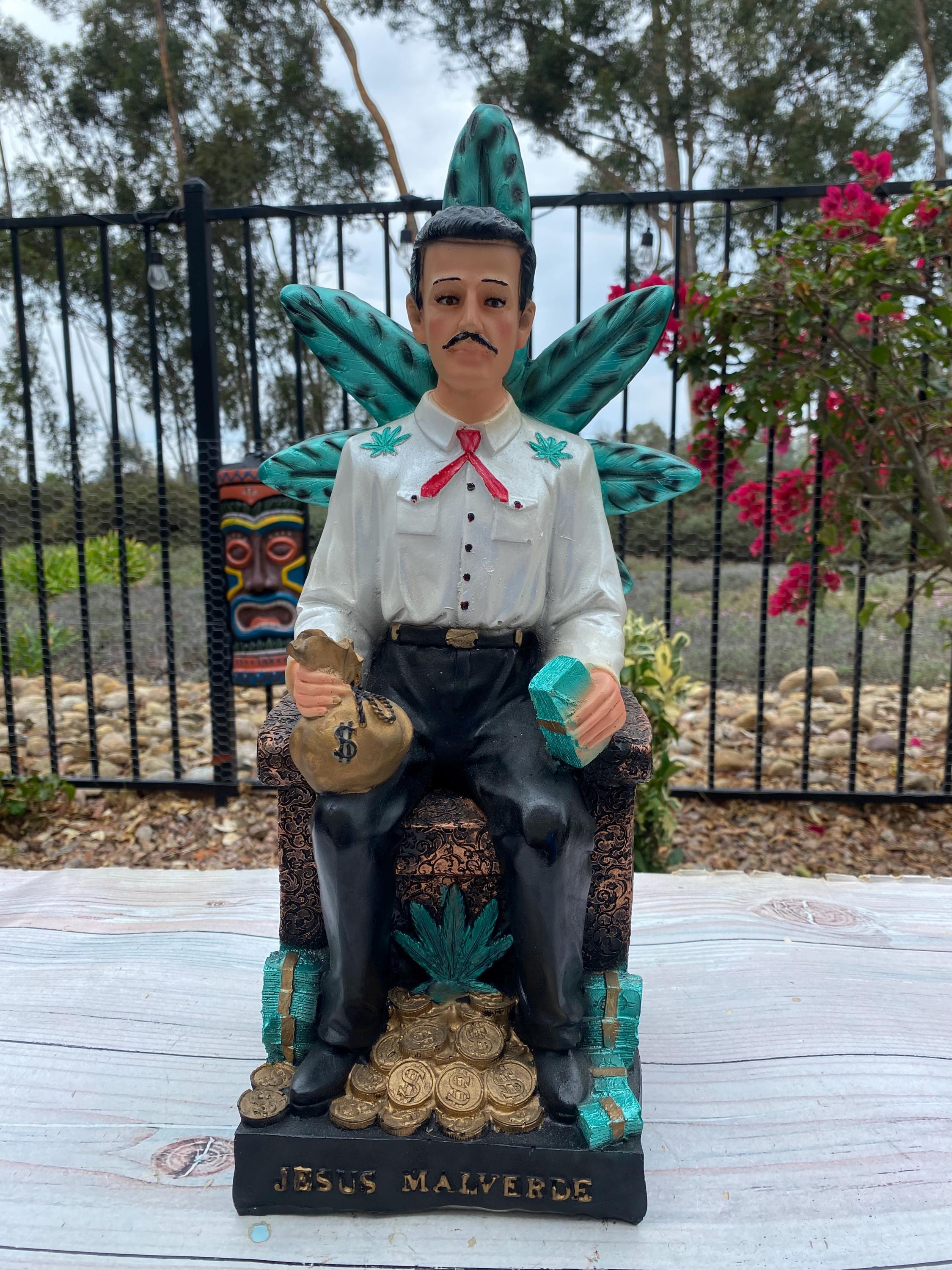 Jesus Malverde White Figurine Handmade / Estatua Figure 18