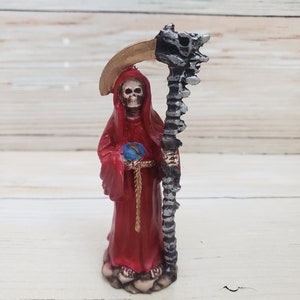 Santa Muerte kleur rood 5,5&quot; standbeeld Heilige Dood / Magere Hein / Curada / Para La Buena Suerte y Protecion / Roja / Love / Passion / Care
