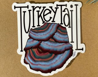 Turkey Tail Mushroom Sticker | Waterproof Vinyl Decal