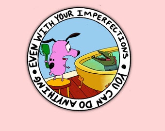 Pegatina de positividad y nostalgia de Coraje, el perro cobarde