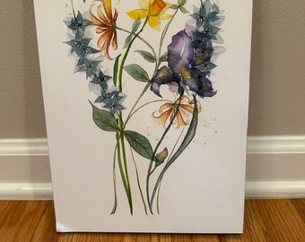Custom Watercolor Bouquet | Grandchildren Flowers | Birth Month Flowers | Hand Painted Watercolor | Custom Flower Painting | Wall Art