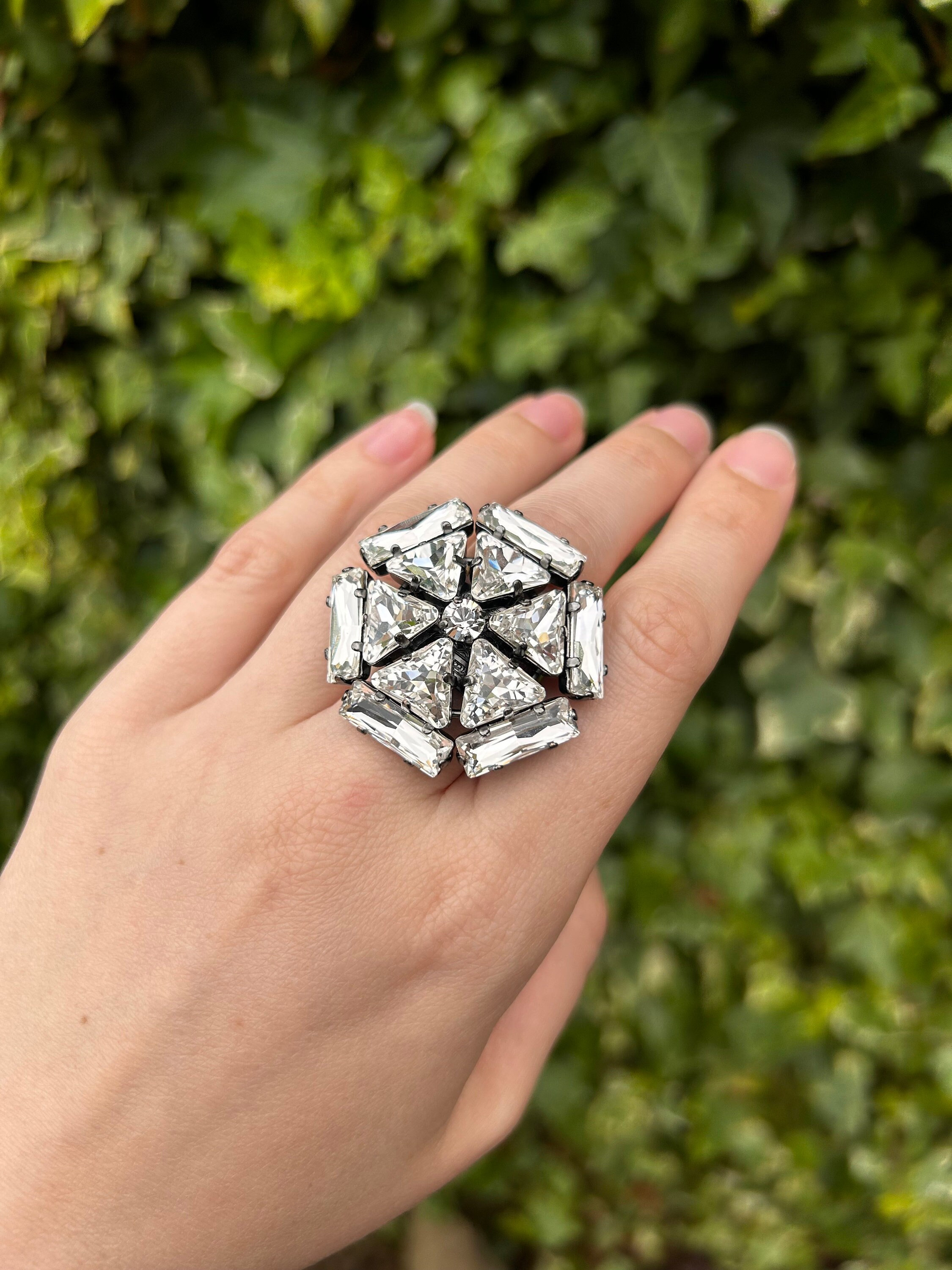 Bague vintage Philippe Ferrandis Paris d claration gris fonc et