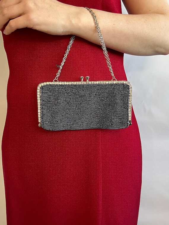 バッグ Clara Kasavina Clara Kasavina Gray Beaded Handmade Evening Bag Purse - Etsy