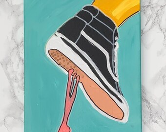 Shoe In Gum, 11x14, Hand Painted Canvas