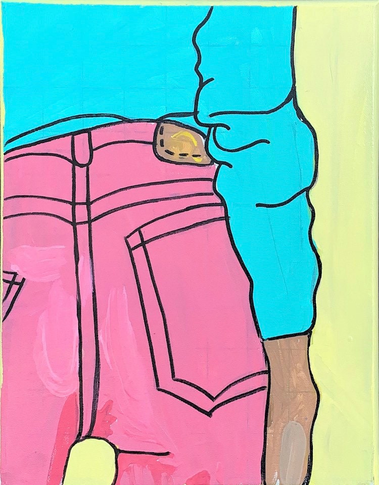 Pink Jeans Painting 11x14 Toile peinte à la main Etsy France