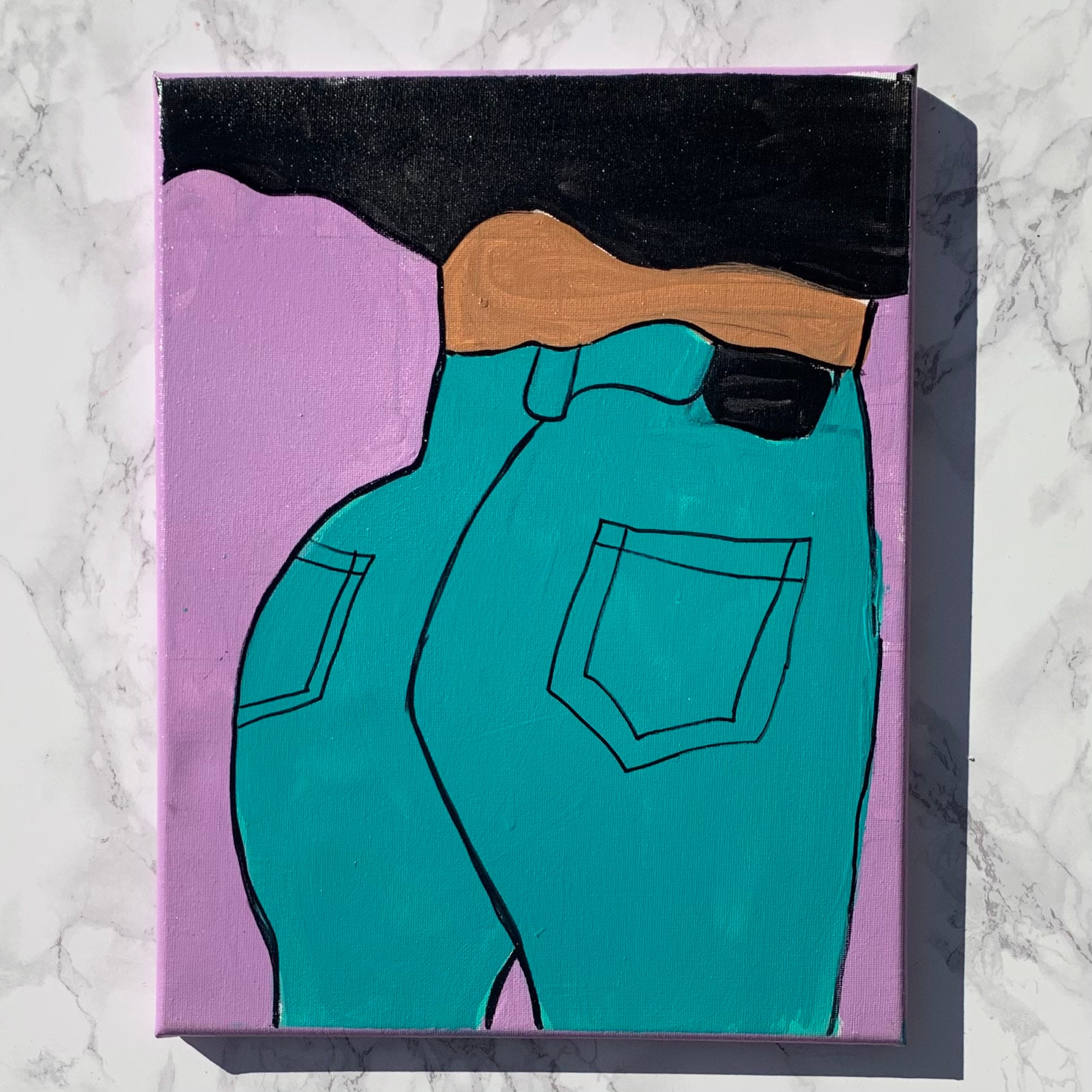 Blue Jean Pop Art Painting, 11x14, Hand Painted Canvas 