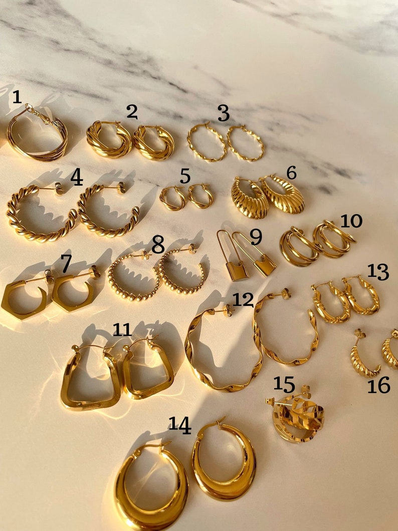 Gold Hoop Earrings WATERPROOF Earrings Twisted Hoops Etsy UK