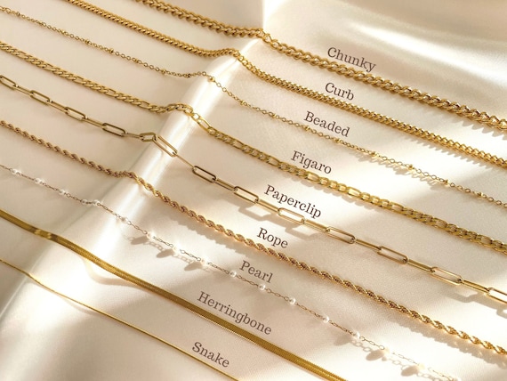 Gold Chain Necklace Waterproof Necklace Gold Necklace Women Choker Necklace  Paperclip Chain Twist Rope Chain Curb Link Chain 