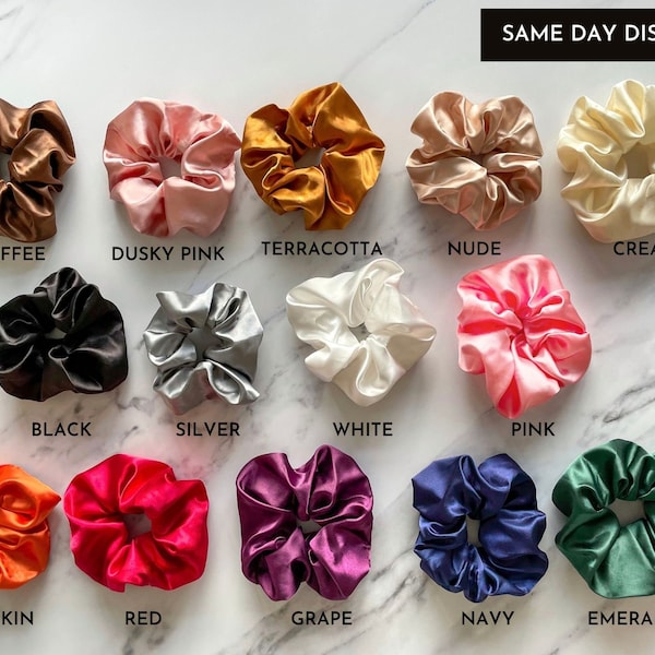 Seide Scrunchie Set - Weiche Seide Scrunchie - Seide Scrunchies - Seide Satin Scrunchie - Haarschmuck - Seide Haargummi - Geschenk für Sie