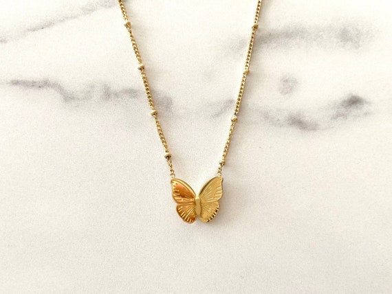Cute gold butterfly sales necklace
