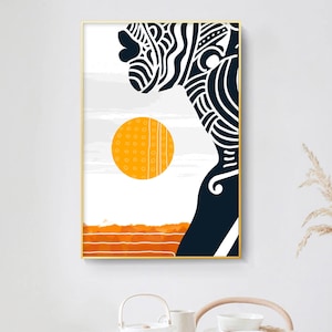 Modern African American Art Print. Black Woman Portrait. Contemporary African Wall Art. Abstract African Art Painting. Minimalist Poster