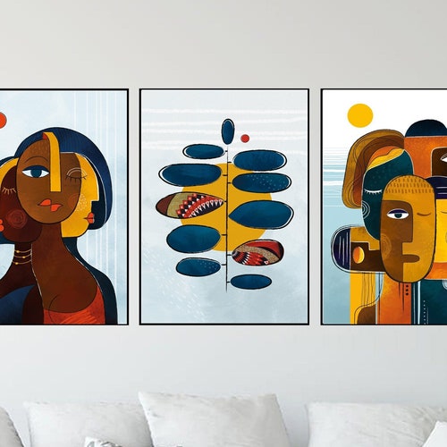 Contemporary African American Art Set of 3 Prints. Three Peace - Etsy