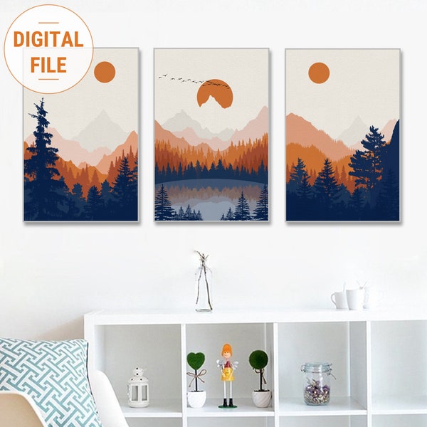 Abstract Mountain Art Etsy