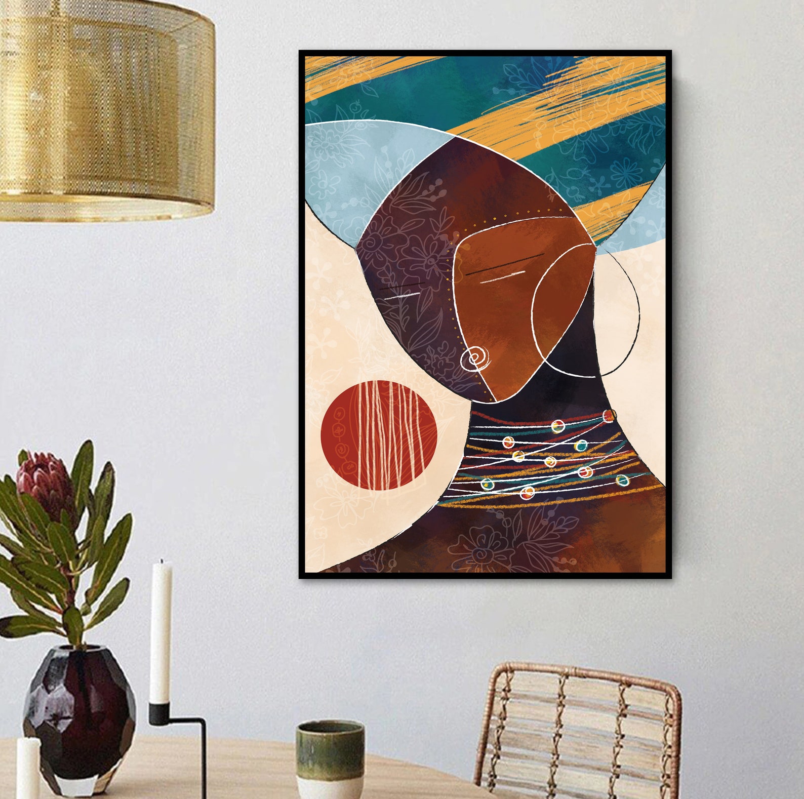 Modern African American Art Print. Abstract Black Woman Etsy