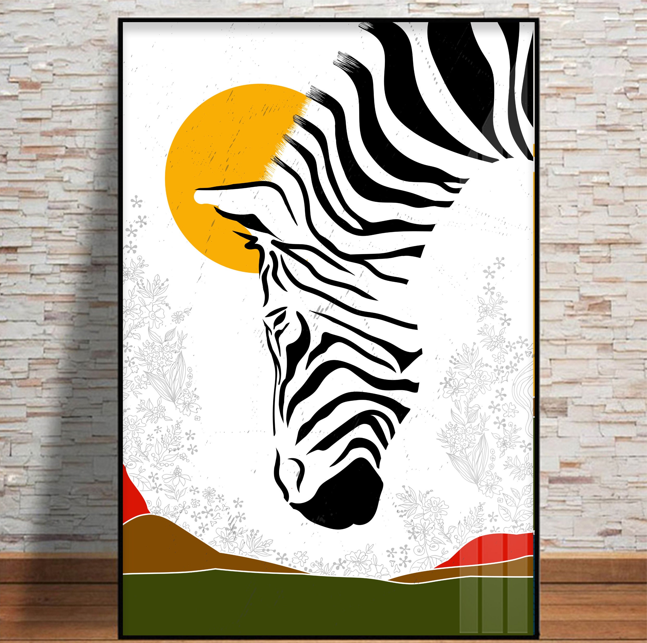 Modern African Art Set of 3 Prints. Abstract Landscape Etsy