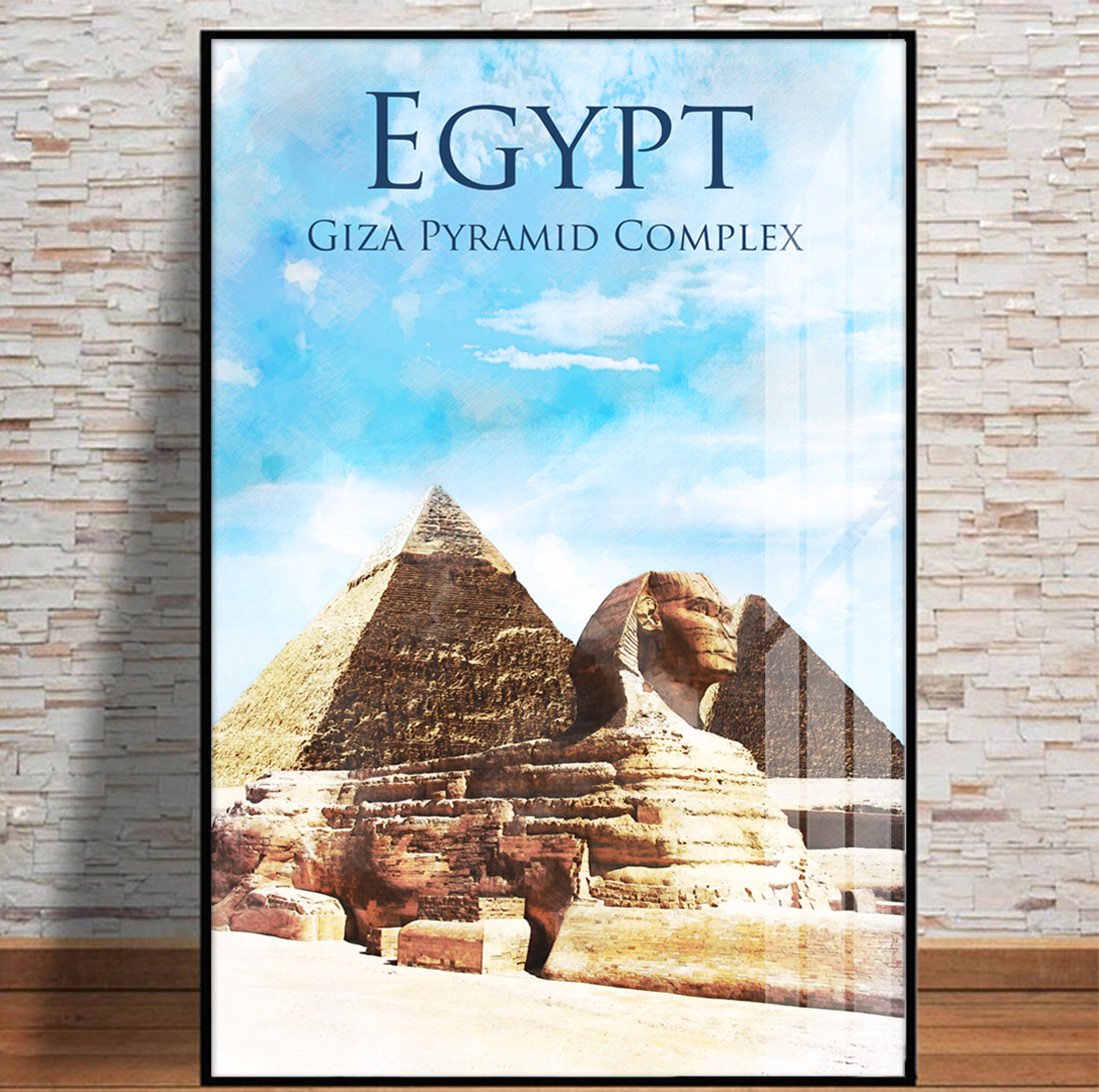 Egypt Travel Poster Egypt Wall Art Landscape Print Travel Etsy
