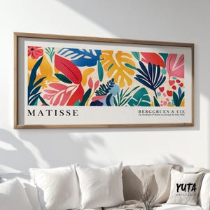 Impresión de Henri Matisse, decoración de pared con hojas tropicales largas y estrechas y coloridas, póster panorámico de arte de pared de Matisse vibrante, arte de pared de gran tamaño