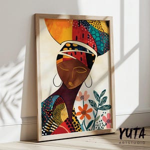 Black Woman Portrait. Modern Minimalist African American Art Print.Contemporary African Wall Art. Abstract African Femile Poster