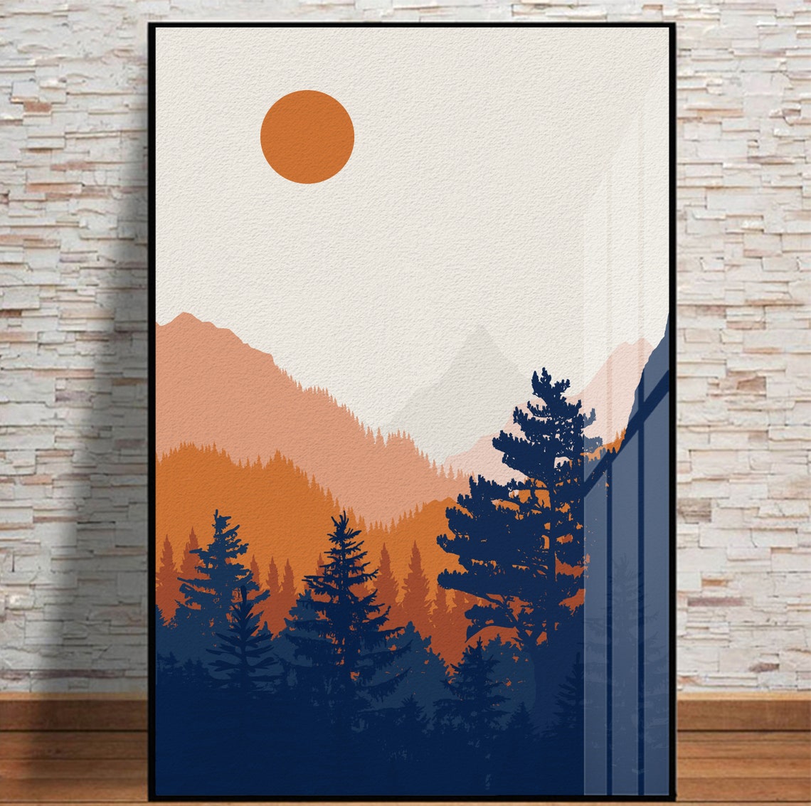 Set of 3 Mountain Prints. Mid Century Modern Wall Art. Three Etsy