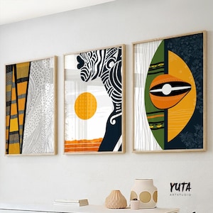 African american art, abstract modern ethnic gallery wall set of 3 print, colorful minimalist african wall art, vibrant home decor gift idea