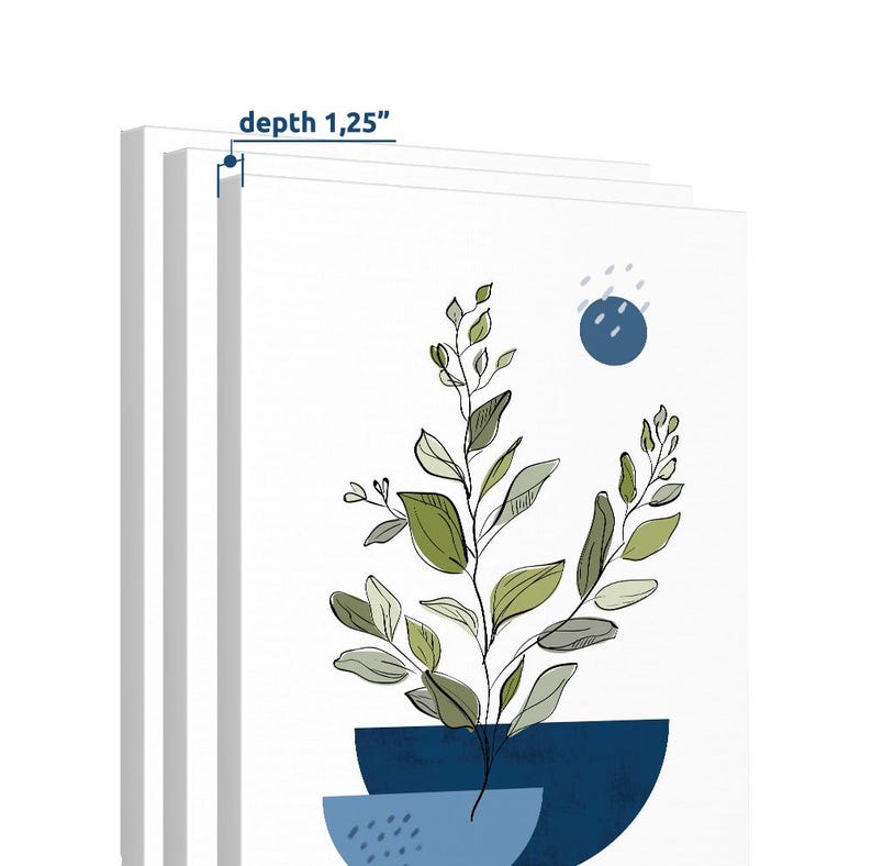 Navy Blue Boho Abstract Wall Art, Set of 3 Prints. Mid Century Modern ...