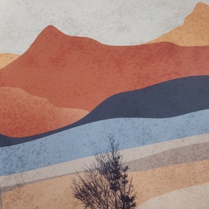 Set of 3 Bright Mountain Prints. Modern Simple Mid Century Wall Art. 3 ...