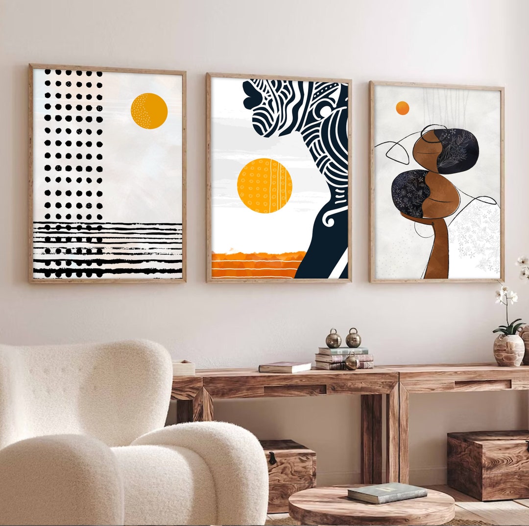 Modern Neutral African American Art Set of 3 Print. Abstract Etsy