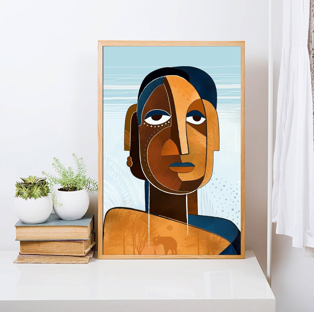 Modern African American Art Print. Black Man Portrait. Contemporary