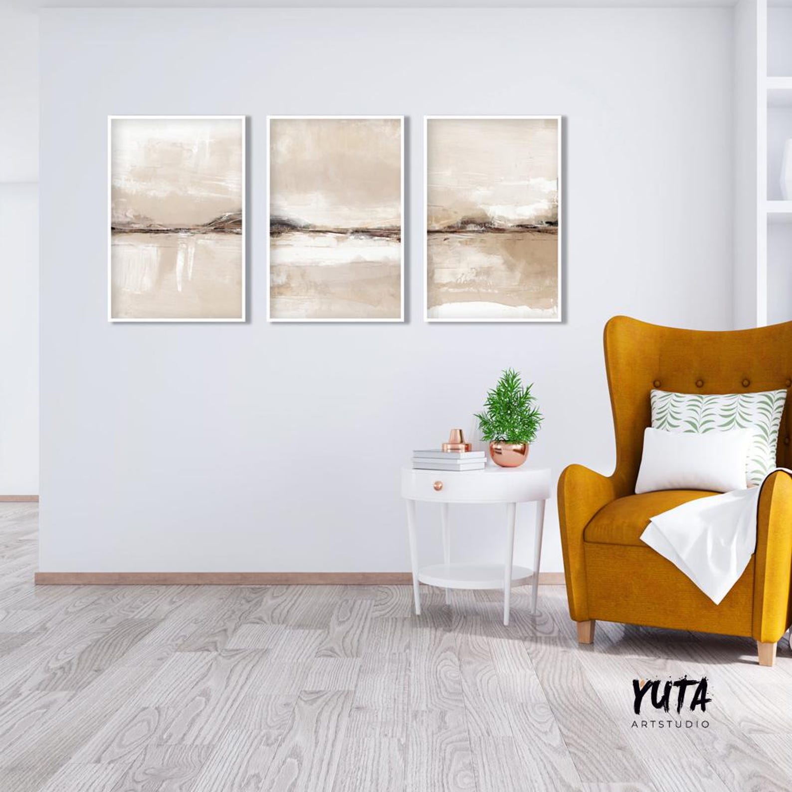 Abstract Art Print Set of 3 Modern Neutral Gallery Wall Art. Pastel ...