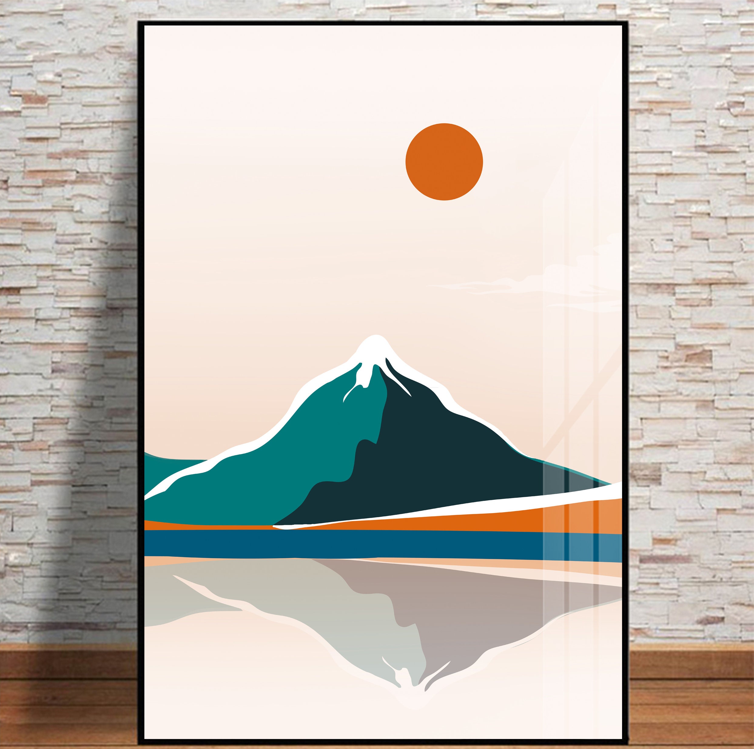 Set of 3 Mountain Prints. 3 Piece Minimalist Landscape. Mid Etsy