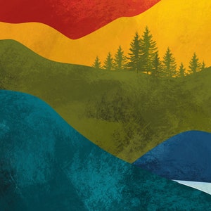 Printable Scandinavian Colorful Abstract Mountains Wall Art - Etsy