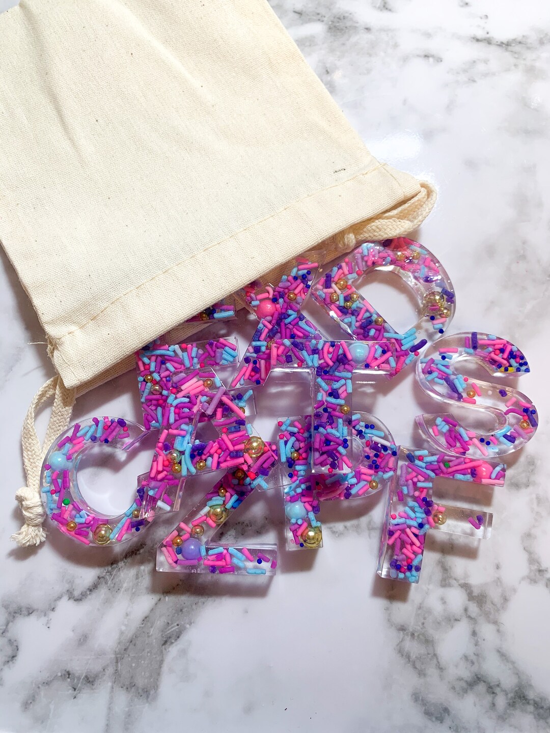 Sprinkle Alphabet Resin Letters Sprinkle Alphabet Letters Etsy