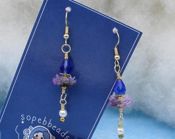 Pendientes florales inspirados en el anime Eunuch Apothecary / ganchos hipoalergénicos rellenos de oro de 16k