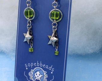 Pendientes inspirados en el anime y manga Yuri de color verde
