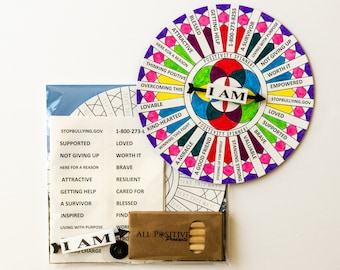 Anti-Bullying Spinner Wheel | I AM Confident, Brave, Loved | Mindfulness Activity & Uplifting Coloring Craft for Bullied Children