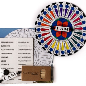 Addiction Recovery - Spinner Wheel | Therapy Tool & Activity For Those Recovering From Addiction | I AM Loved, Supported, I AM Staying Sober