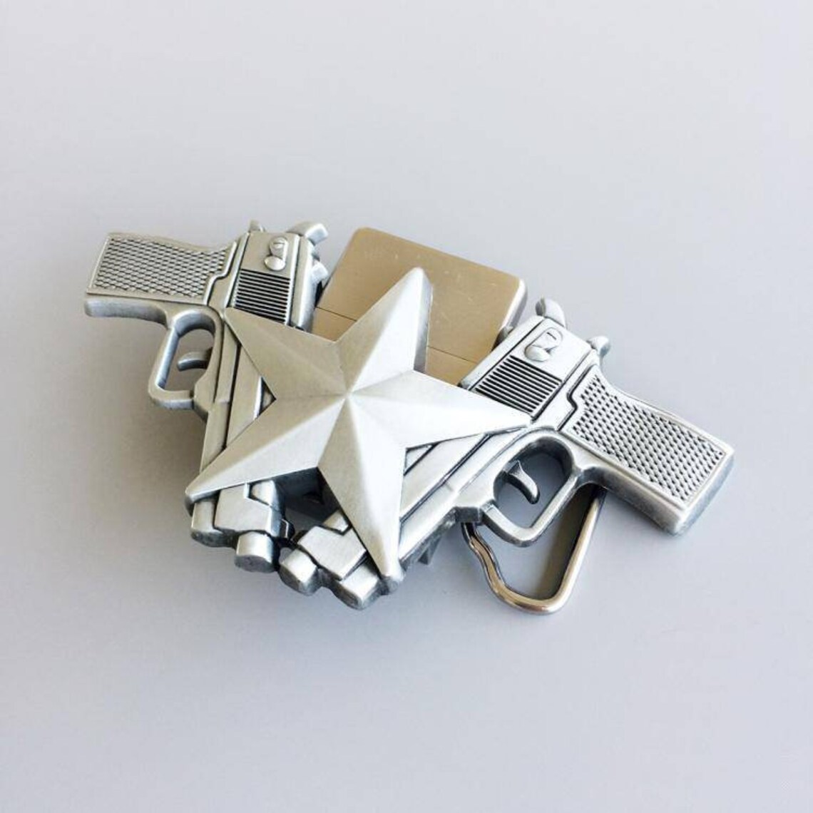 New Vintage Guns Star Lighter Belt Buckle Etsy