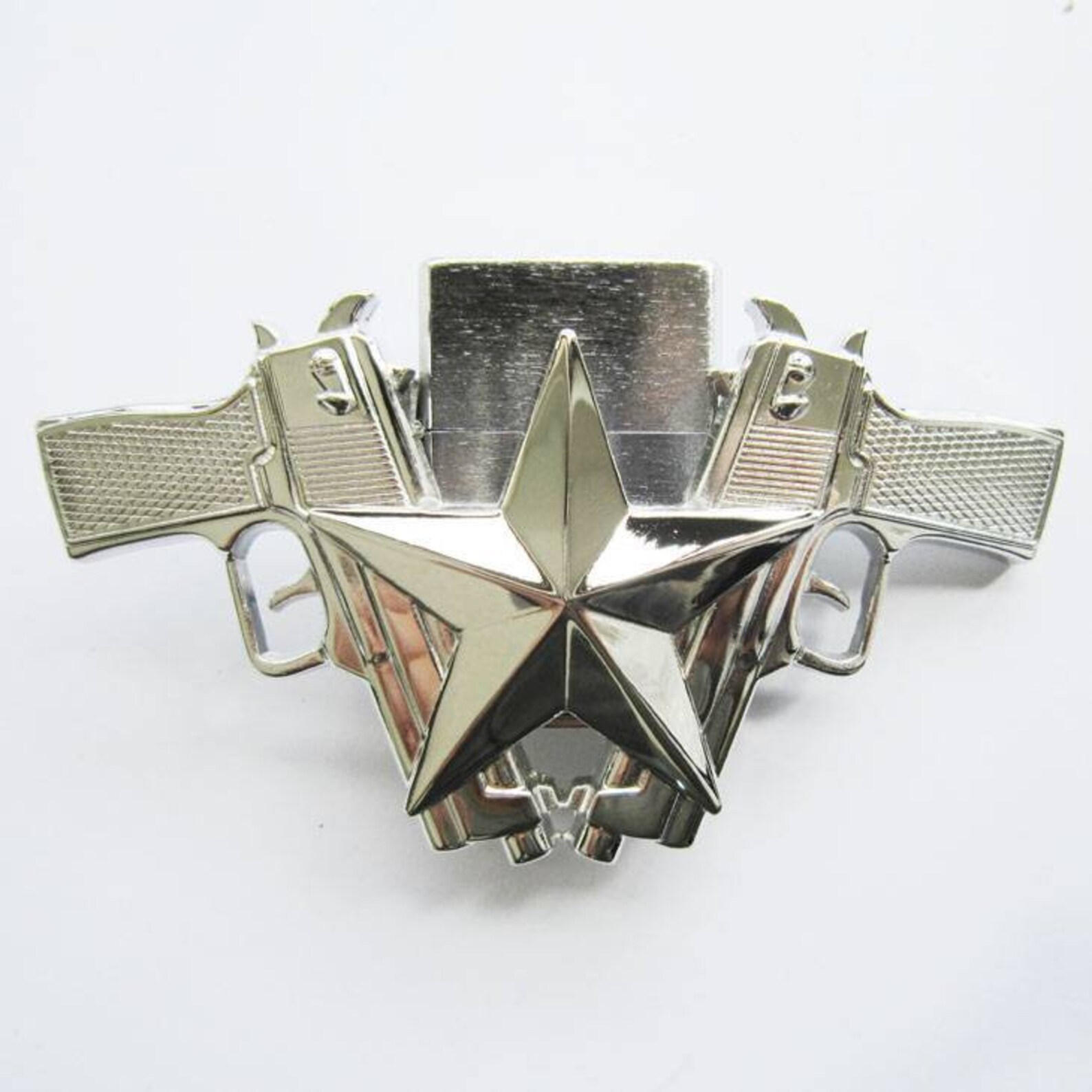 New Bright Silver Guns Star Lighter Belt Buckle Etsy UK