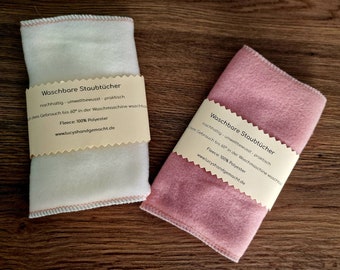 Boden-Staubtuch / Staubwedel / Staubwischer / Staublappen - 2er Set - waschbar & wiederverwendbar - Zero Waste - Weiß und Rosa