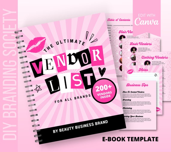 DIY EBOOK TEMPLATE Vendor List Template Vendor List Ebook Etsy