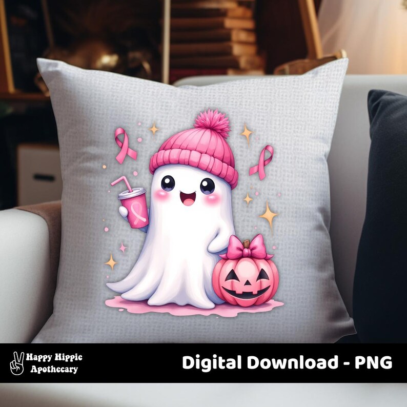 Pink Ribbon Ghost Clipart PNG | Breast Cancer Awareness - Etsy Canada