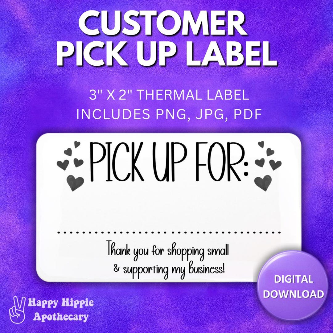 Pick up Label | 3x2 Printable Small Business Sticker for Orders & Gifts ...