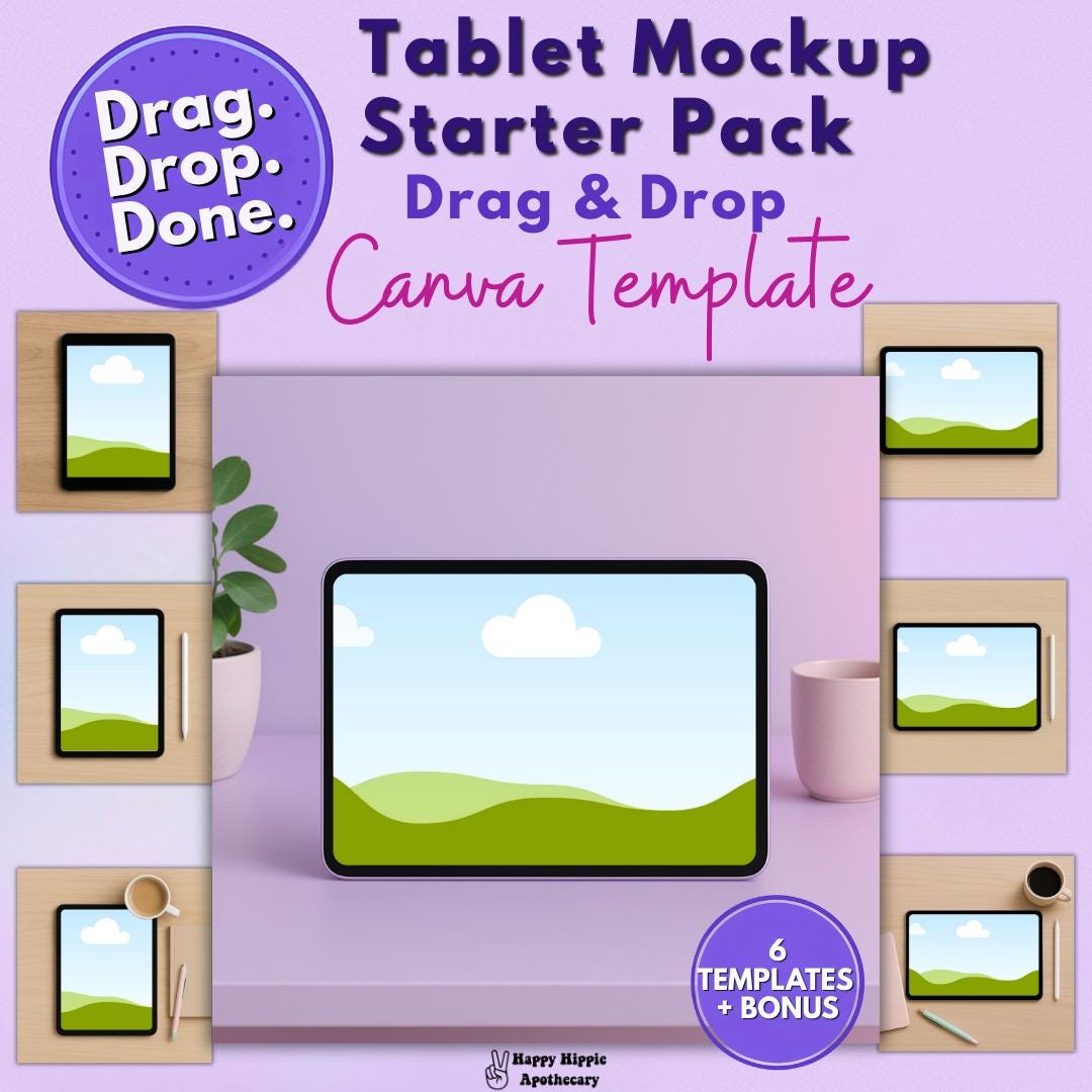 Tablet Mockup Bundle Canva: Drag & Drop Display Templates (digital ...