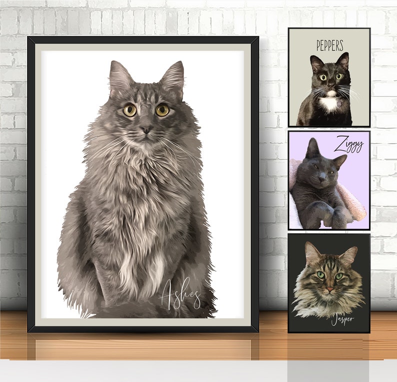 Custom Pet Portrait Digital Pet Illustration Etsy