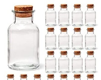 20 Pack | 5oz Corked Jars | Clear Glass