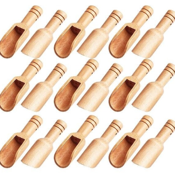 30 PK | 3" Mini Wooden Scoop / Small Scoops for Coffee, Spices, Bath Salts